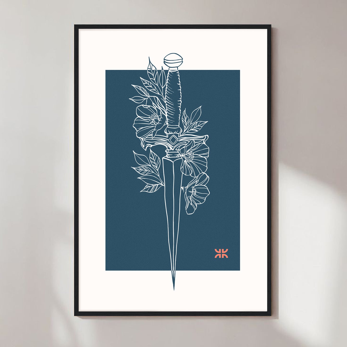 Dagger & flowers, blue