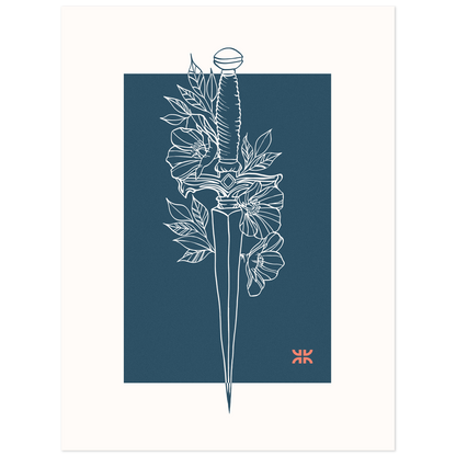 Dagger & flowers, blue