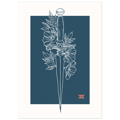 Dagger & flowers, blue