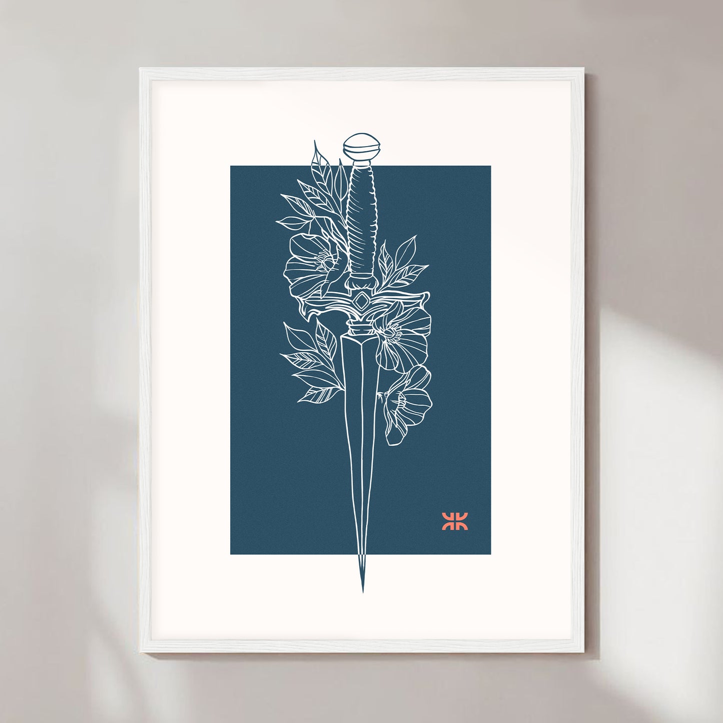 Dagger & flowers, blue