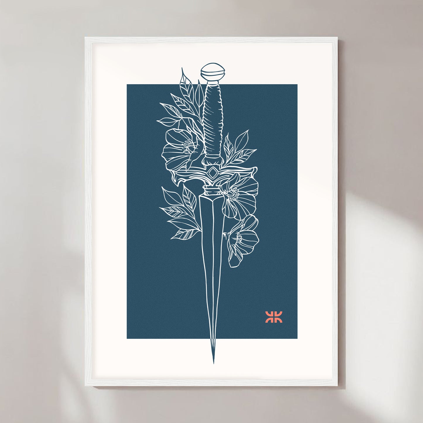 Dagger & flowers, blue