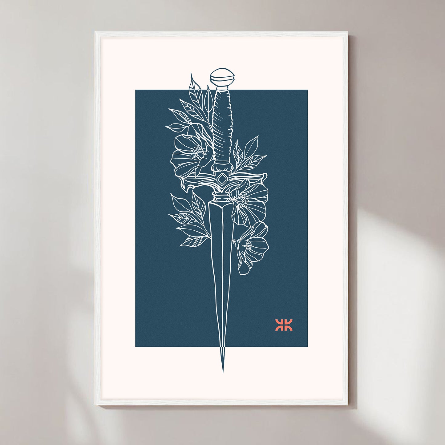 Dagger & flowers, blue