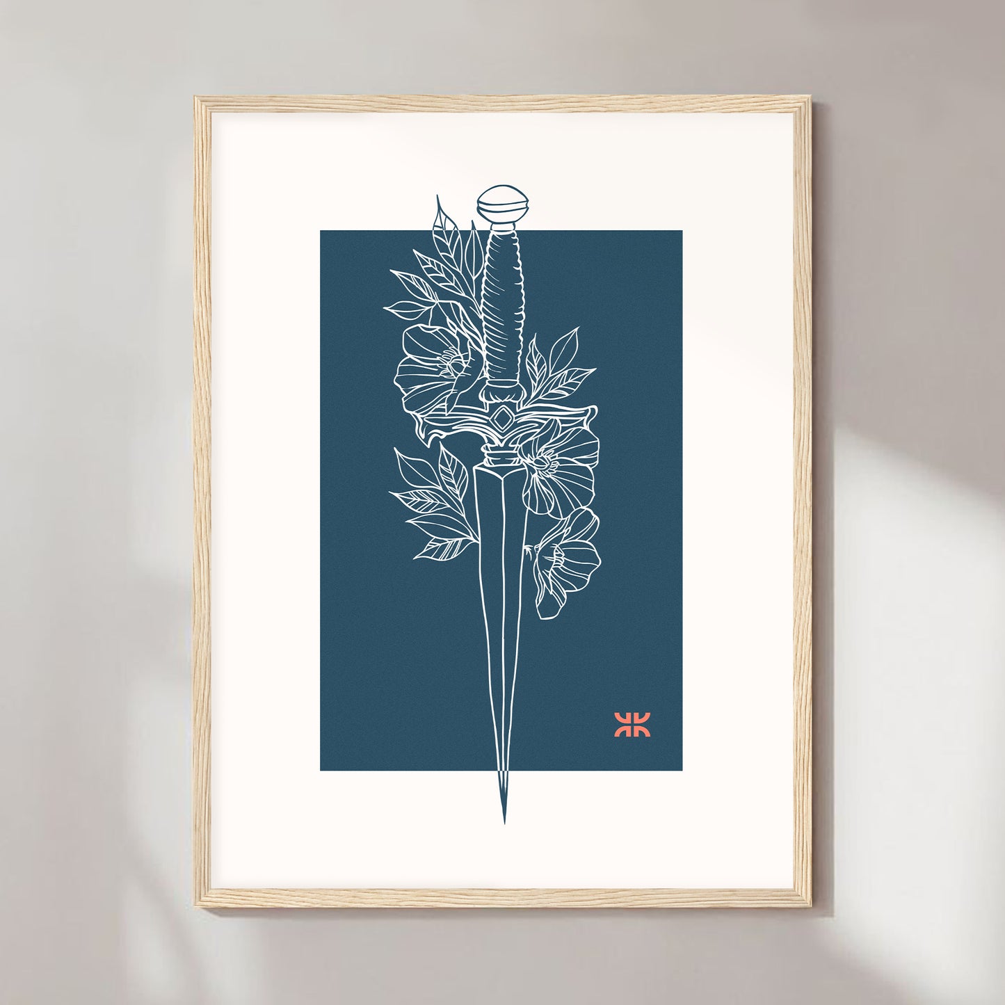 Dagger & flowers, blue