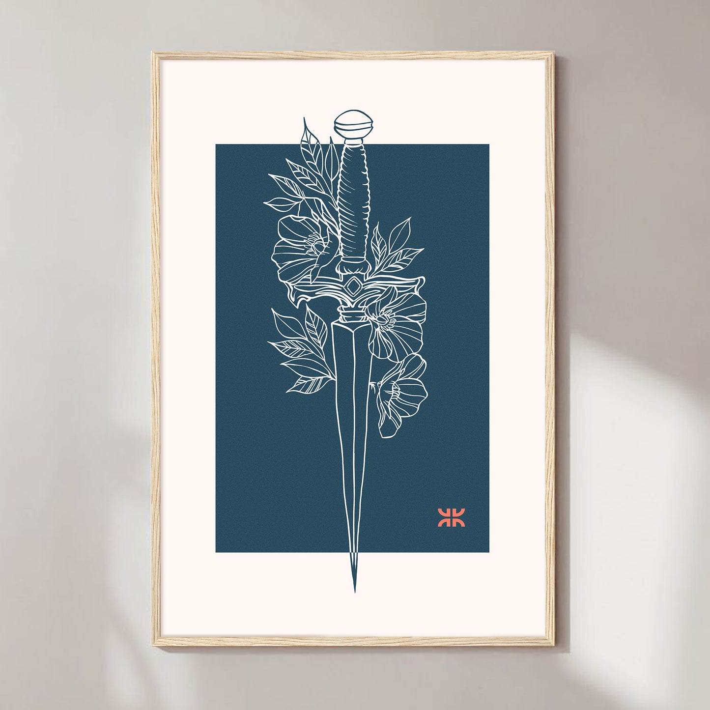 Dagger & flowers, blue