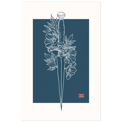 Dagger & flowers, blue