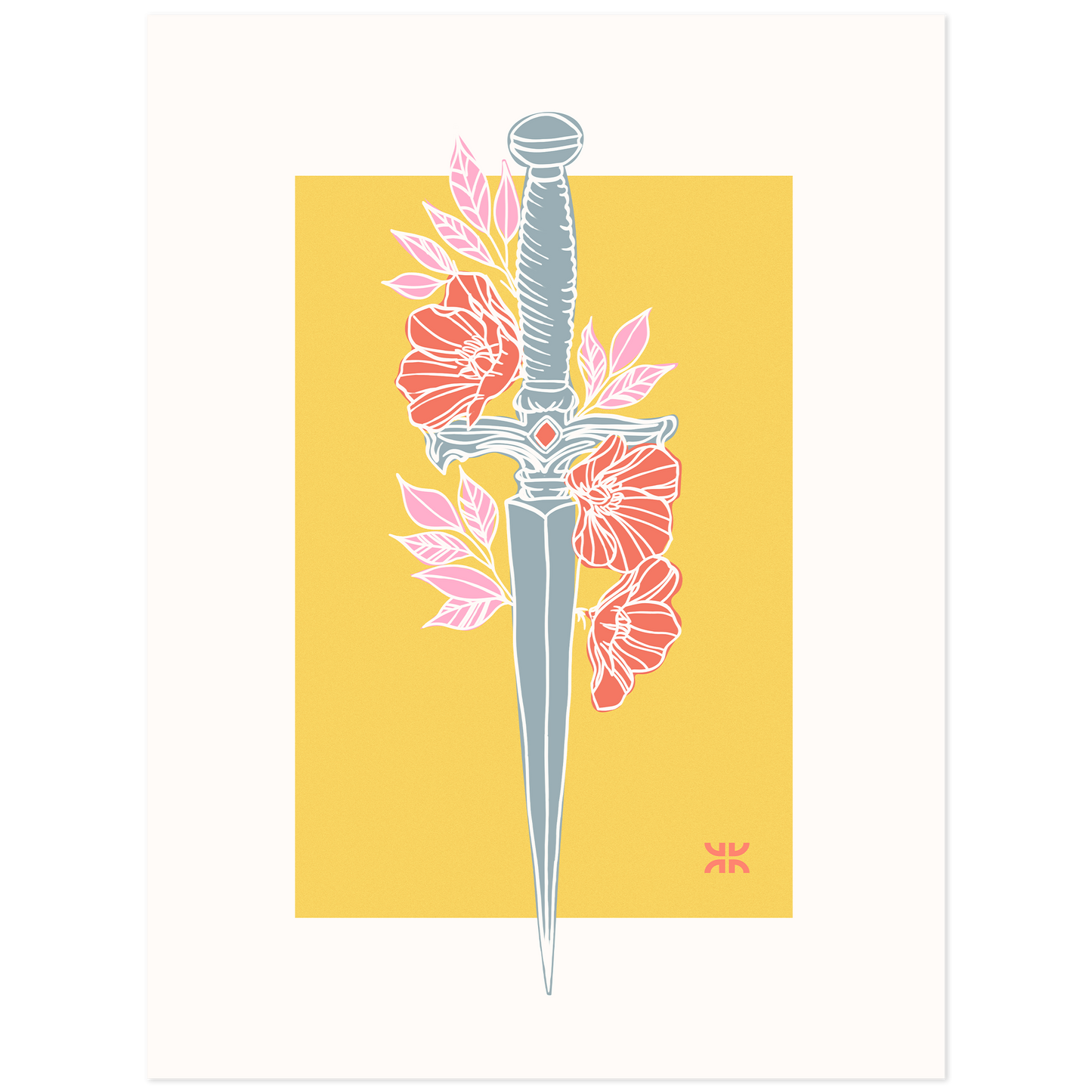 Dagger & flowers, yellow