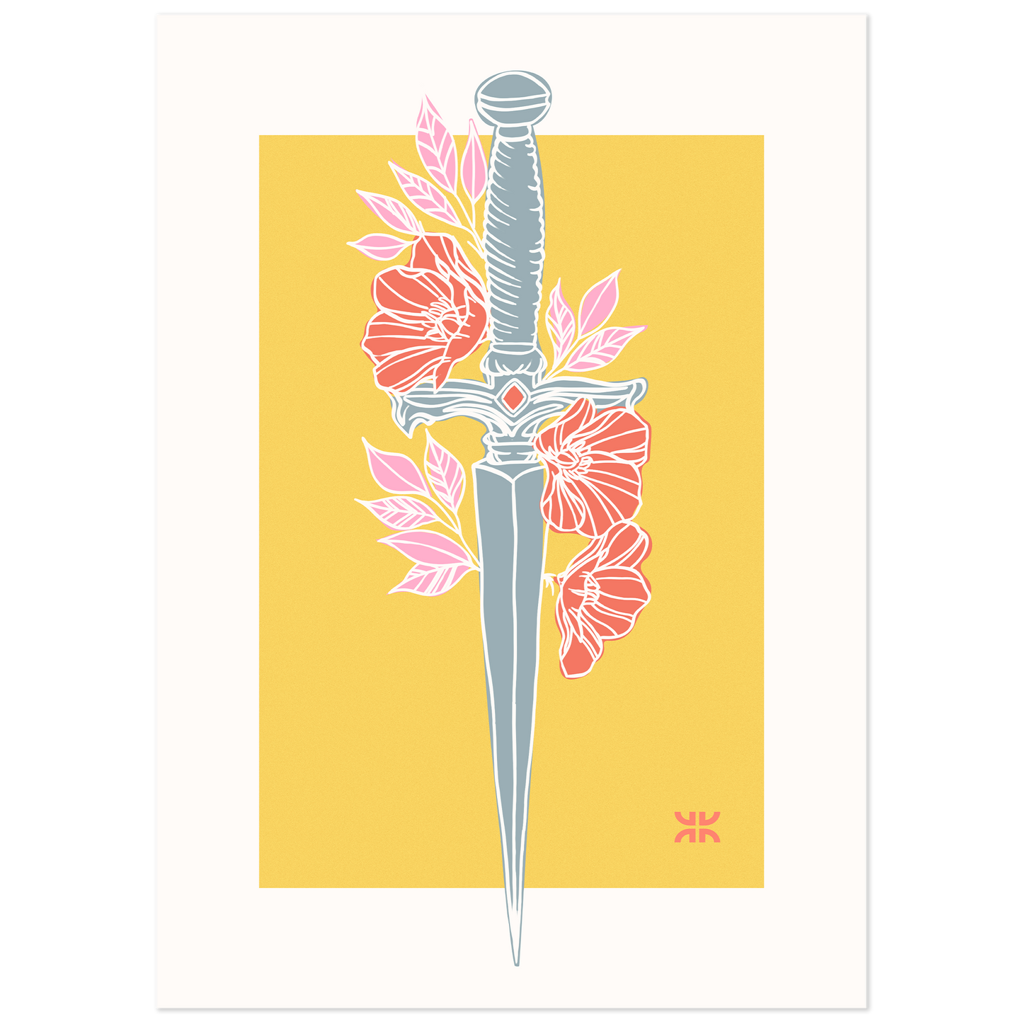 Dagger & flowers, yellow