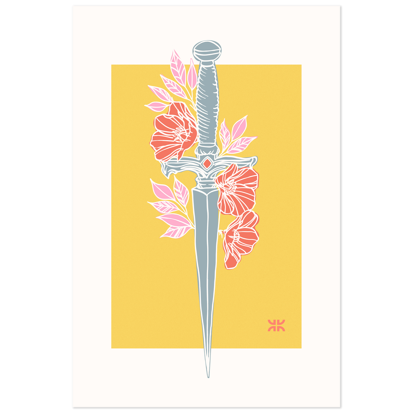 Dagger & flowers, yellow