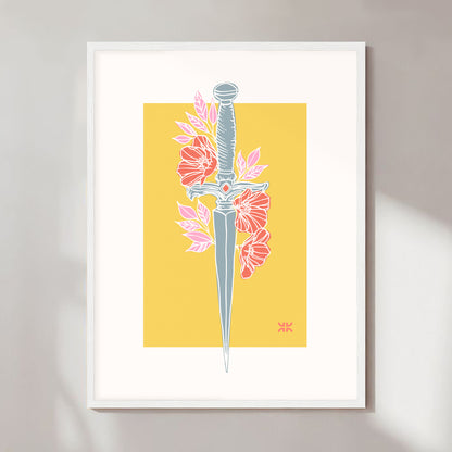 Dagger & flowers, yellow