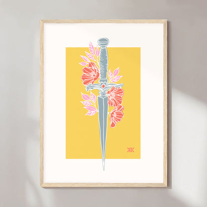 Dagger & flowers, yellow